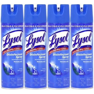 Lysol Disinfectant Spray, Spring Waterfall, 19 oz(Pack of 4)