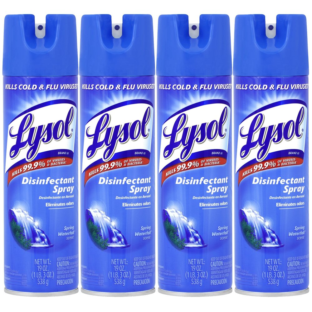 Lysol Disinfectant Spray, Spring Waterfall, 19 oz(Pack of 4)