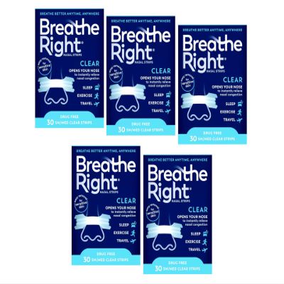 Breathe Right Nasal Strips Clear Small/Medium 30 Each (Pack of 5)
