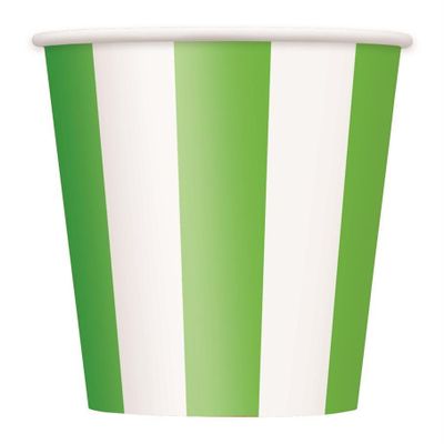 12oz Lime Green Striped Paper Cups, 6ct