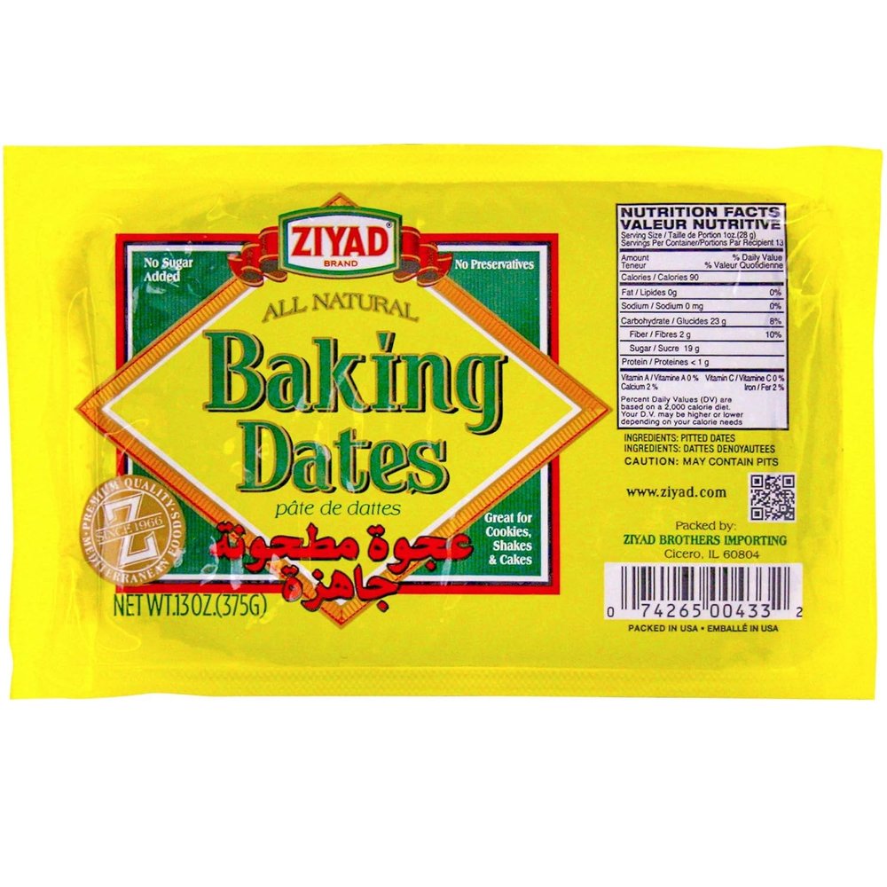 Ziyad Pure Date Paste | 13oz (Pack of 6)| No Added Sugar, Spread, Ideal For Baking, Pantry, High Fiber, No Fat, No Preservatives 13oz (Pack of 6)
