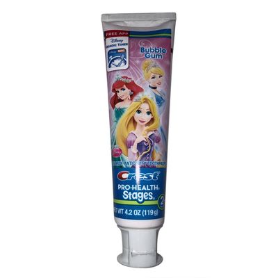 Crest Pro-Health Stages, Disney Princess Toothpaste Bubble Gum 4.20 oz (Pack of 3) - Images May Vary