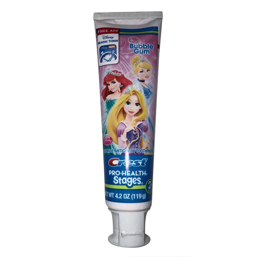 Crest Pro-Health Stages, Disney Princess Toothpaste Bubble Gum 4.20 oz (Pack of 3) - Images May Vary