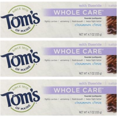 Tom's of Maine Natural Whole Care Toothpaste with Fluoride, Cinnamon Clove, 3 Count