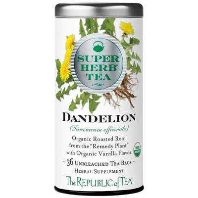 The Republic of Tea  Organic Dandelion SuperHerb Tea Tin, 36 Herbal Tea Bags, Naturally Caffeine-Free