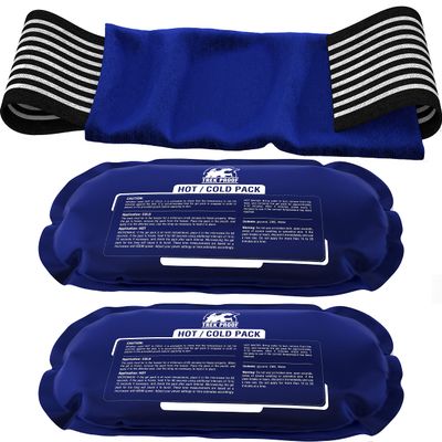 Ice Packs for Injuries Reusable (3-Piece Set) Hot and Cold Ice Pack Therapy Gel Wrap Support Supports Recovery, Joint and Muscle Pain Knees, Back & More (3 Piece Set - Classic)