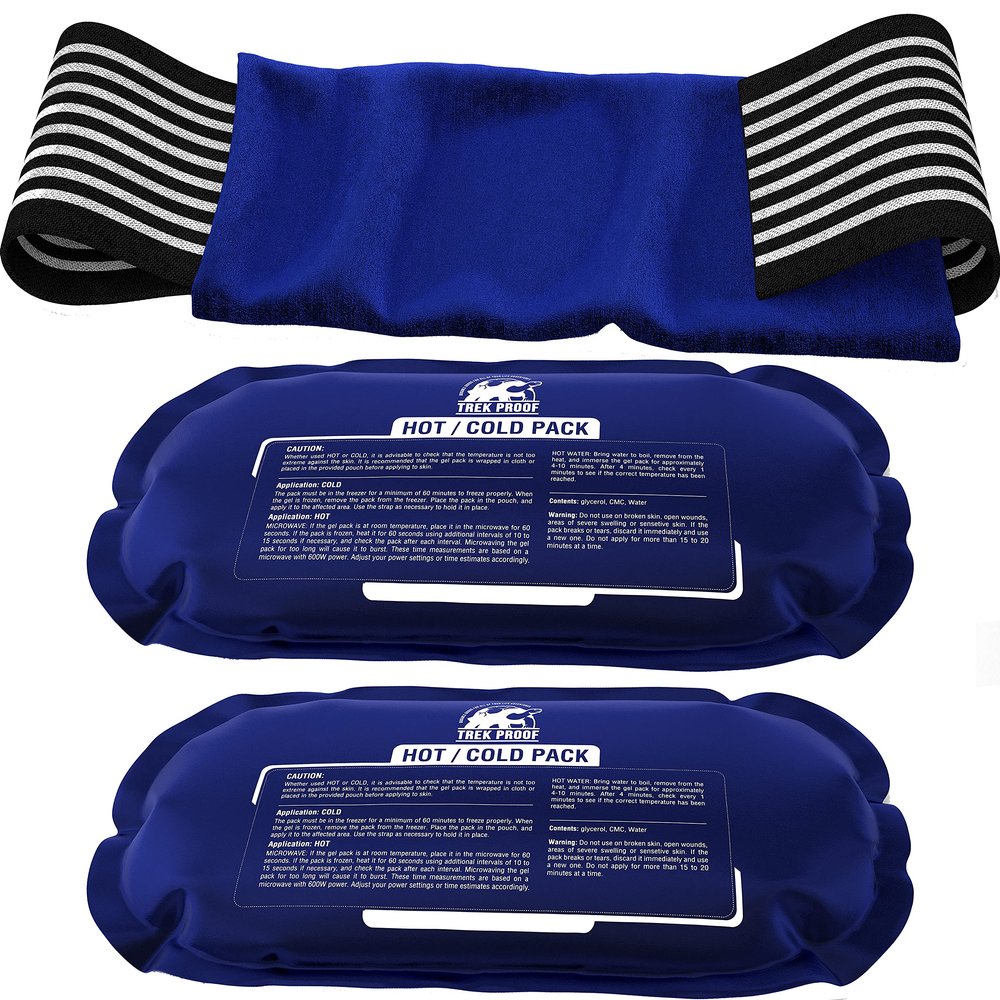 Ice Packs for Injuries Reusable (3-Piece Set) Hot and Cold Ice Pack Therapy Gel Wrap Support Supports Recovery, Joint and Muscle Pain Knees, Back & More (3 Piece Set - Classic)