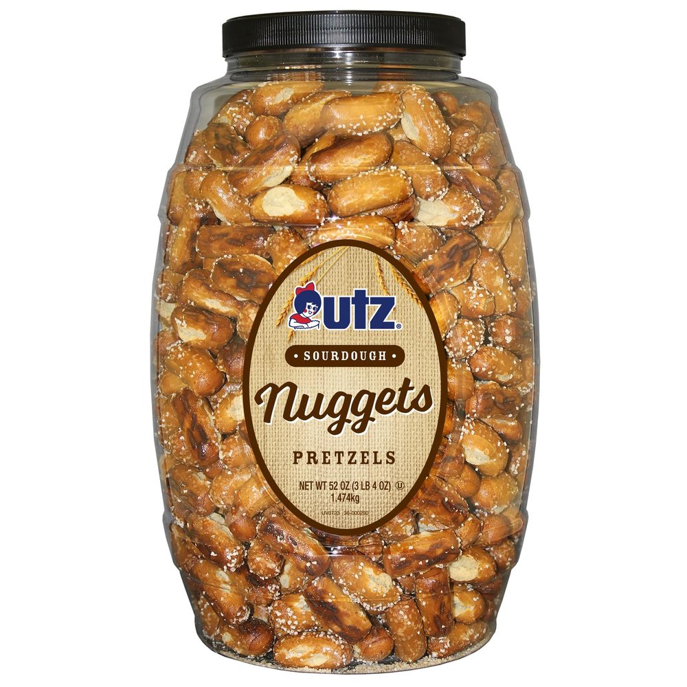 Utz Sourdough Nuggets Pretzels 52 oz. Barrel Bite-Size Pretzels with Classic Sourdough Flavor, Perfectly Salted with Zero Cholesterol per Serving