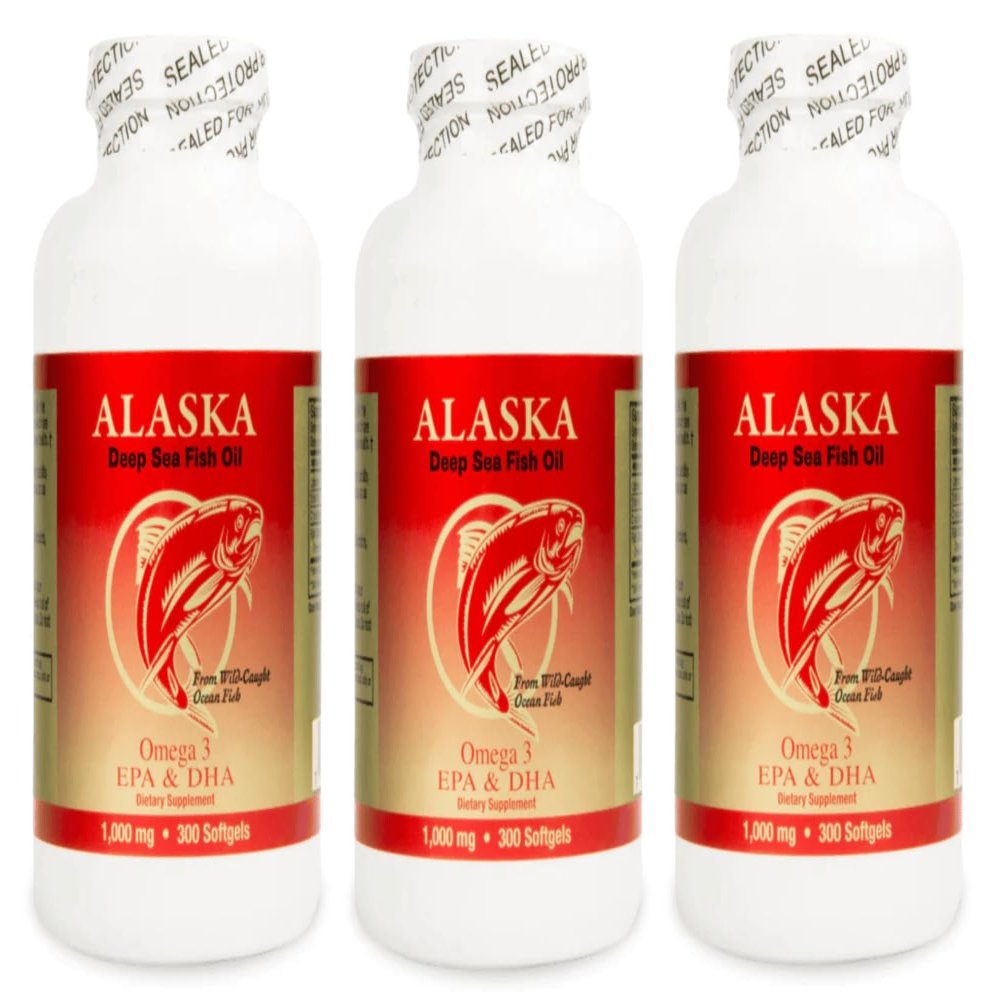 3 X 300 Alaska Deep Sea Omega-3 Fish Oil =900Caps, EPA/DHA, FRESH , New Item Good Product !!