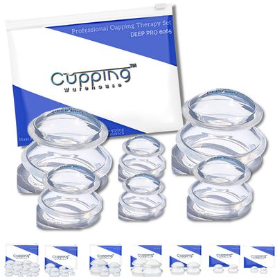 Cupping Warehouse Advanced (Hard) Supreme 6 DEEP PRO 6065 Professional Silicone Cupping Set 6-Piece - Deep Tissue Myofascial Release & Pain Relief Therapy