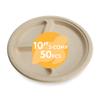 100% Compostable Disposable Paper Plates Bulk [10" 3-Comp 50 Pack], Bamboo Plates, Eco Friendly, Biodegradable, Sturdy Large Dinner Party Plates, Heavy-Duty, Unbleached by Earth's Natural Alternative view 1