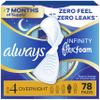 Always Infinity Feminine Pads for Women, Flexfoam Pads with Wings, Size 4, Overnight Absorbency, Unscented, 78 Count (3 Packs of 26) view 1