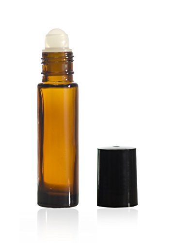 10 ml (1/3 oz) Amber Glass Roll on Bottle W/Ball & Caps (12)