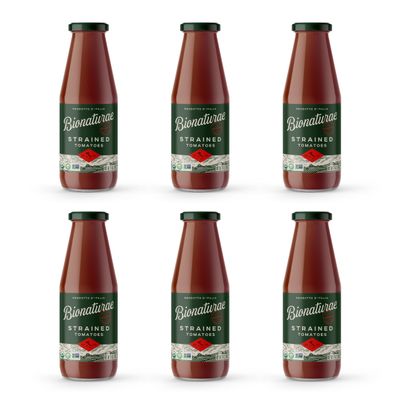 Bionaturae Organic Strained Tomatoes - No Salt Strained Tomatoes, Strained Tomatoes in a Jar, Keto Friendly, Non-GMO, USDA Certified Organic, No Added Sugar, Made in Italy - 24 Oz, 6 Pack