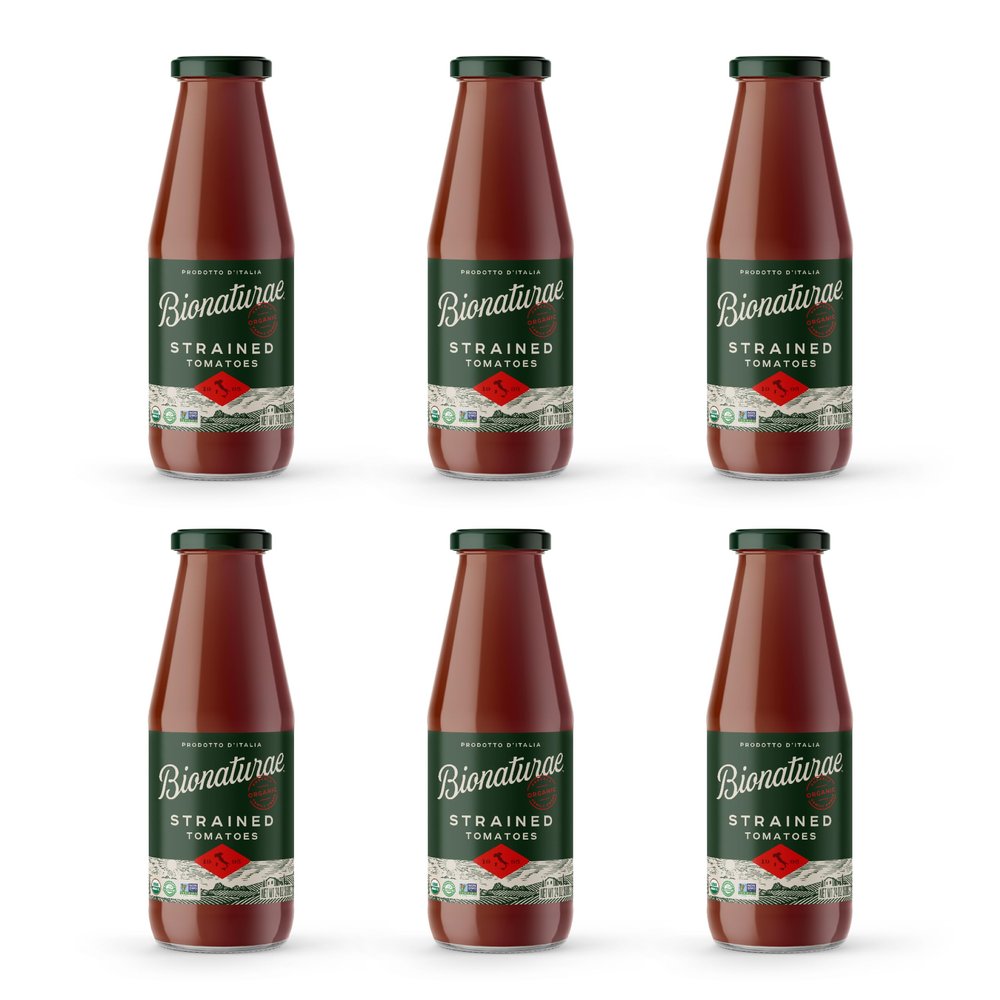 Bionaturae Organic Strained Tomatoes - No Salt Strained Tomatoes, Strained Tomatoes in a Jar, Keto Friendly, Non-GMO, USDA Certified Organic, No Added Sugar, Made in Italy - 24 Oz, 6 Pack