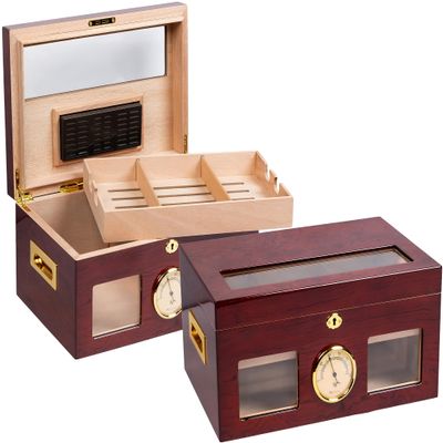 Prestige Import Group - The Valencia Glass Top Cigar Humidor - Capacity: 120 - Color: Cherry