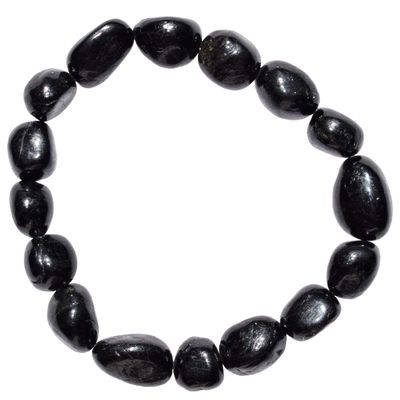 Zenergy Gems CHARGED Natural Black Tourmaline Crystal Stretchy Bracelet + Selenite Crystal Charger Included PSYCHIC PROTECTION