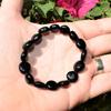 Zenergy Gems CHARGED Natural Black Tourmaline Crystal Stretchy Bracelet + Selenite Crystal Charger Included PSYCHIC PROTECTION view 3