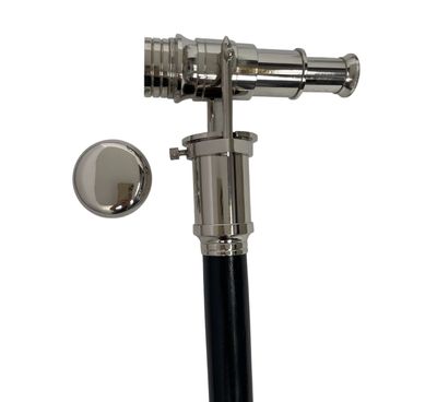 Nautical Wooden Walking Stick W/Brass Telescope Handle ECTORIA Collectible 38'' Long Wood Cane.