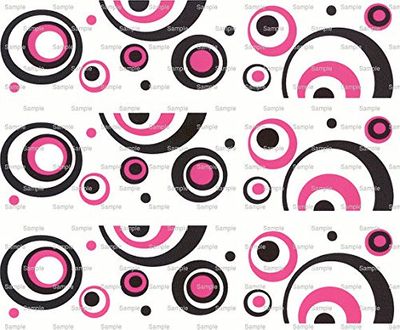 Black & Pink Swirls - Cake Side Strip - Edible Cake/Cupcake Topper - D980