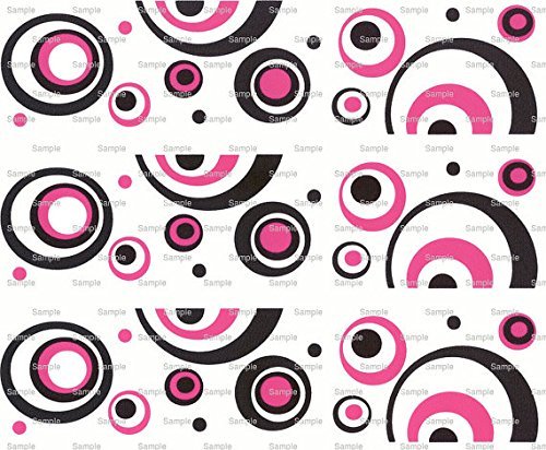 Black & Pink Swirls - Cake Side Strip - Edible Cake/Cupcake Topper - D980