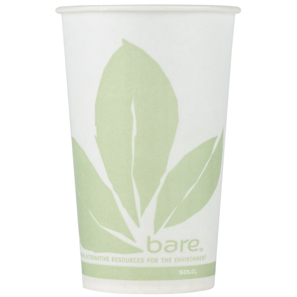 Dart Solo Bare Eco-Forward 16 oz. Wax Treated Printed Paper Cold Cup - 1000/CS