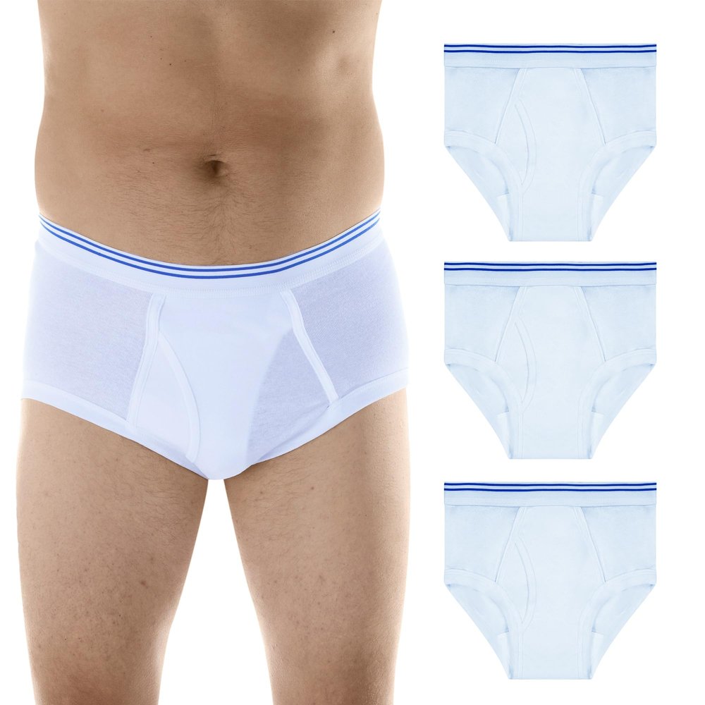 Wearever Incontinence Underwear for Men - Reusable & Washable Men's Bladder Control Briefs with Regular Absorbency - Leak Proof Underwear 150 ml (Pack of 3) (White) (XL)