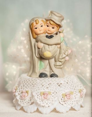 Vintage Applique Cute Hobo Wedding Cake Topper