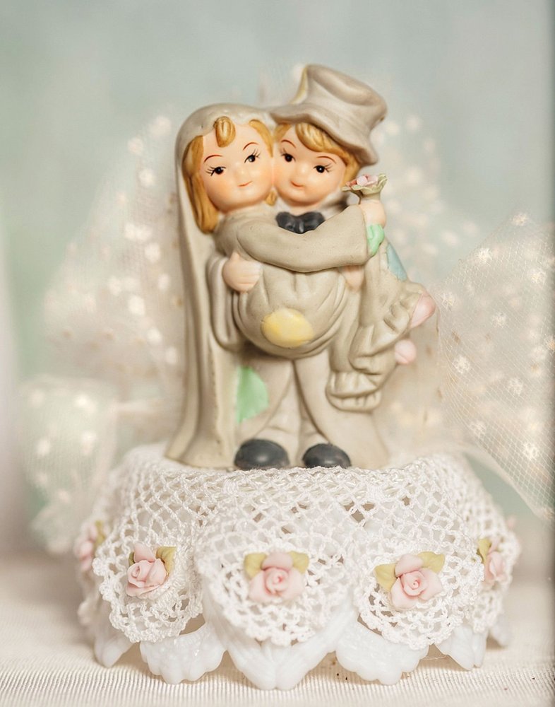 Vintage Applique Cute Hobo Wedding Cake Topper