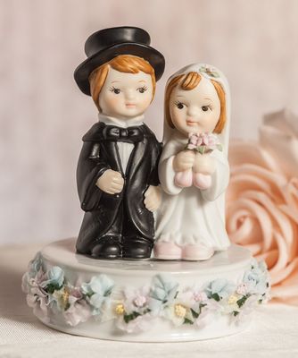 Vintage Pastel Flower Cute Child Wedding Cake Topper