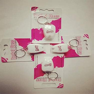 10pcs White Color 20M Tooth Shaped Dental Floss with A Keychain