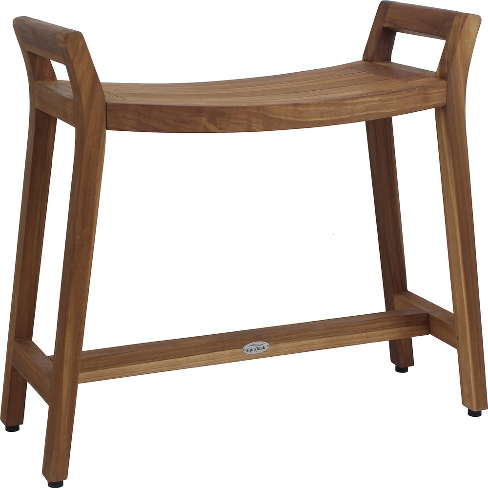 AquaTeak Patented Asia Ascend Estate Teak Shower Bench with Elevated Height