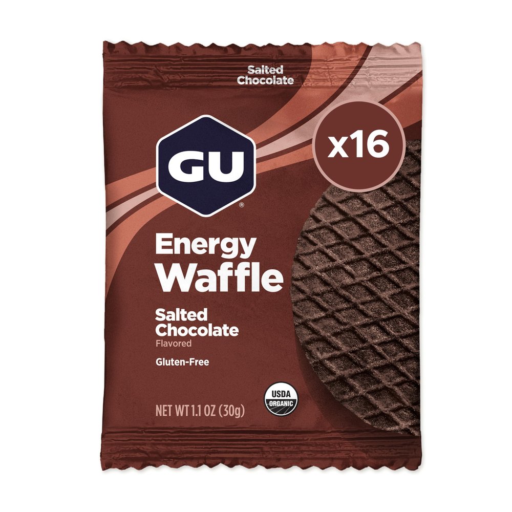 GU Energy Stroopwafel Salted Chocolate Sports Nutrition Waffle, Caffeine-Free, Gluten-Free, and Kosher dairy, On-the-Go Energy for Any Workout, 16 Count