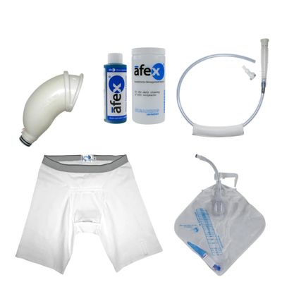 Afex Night Time Incontinence Management System - Incontinence Supplies with Standard Briefs with High Style Receptacle, Accessories & Extra Capacity Bed Bag - XL (for 40-42 Waist)
