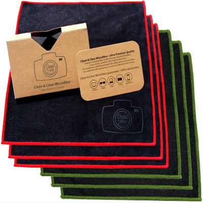 Clean & Clear Microfiber Cleaning Cloth, EXTRA LARGE [6 Pack] ULTRA PREMIUM Microfiber Cleaning Cloth - Microfiber Cloth for Camera Lens, Glasses, Screens, and all Lens.