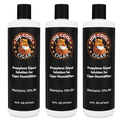 Joe Cool Cigar Propylene Glycol Humidor Solution for Cigar Humidifiers (16 oz Bottles) - 3 PACK