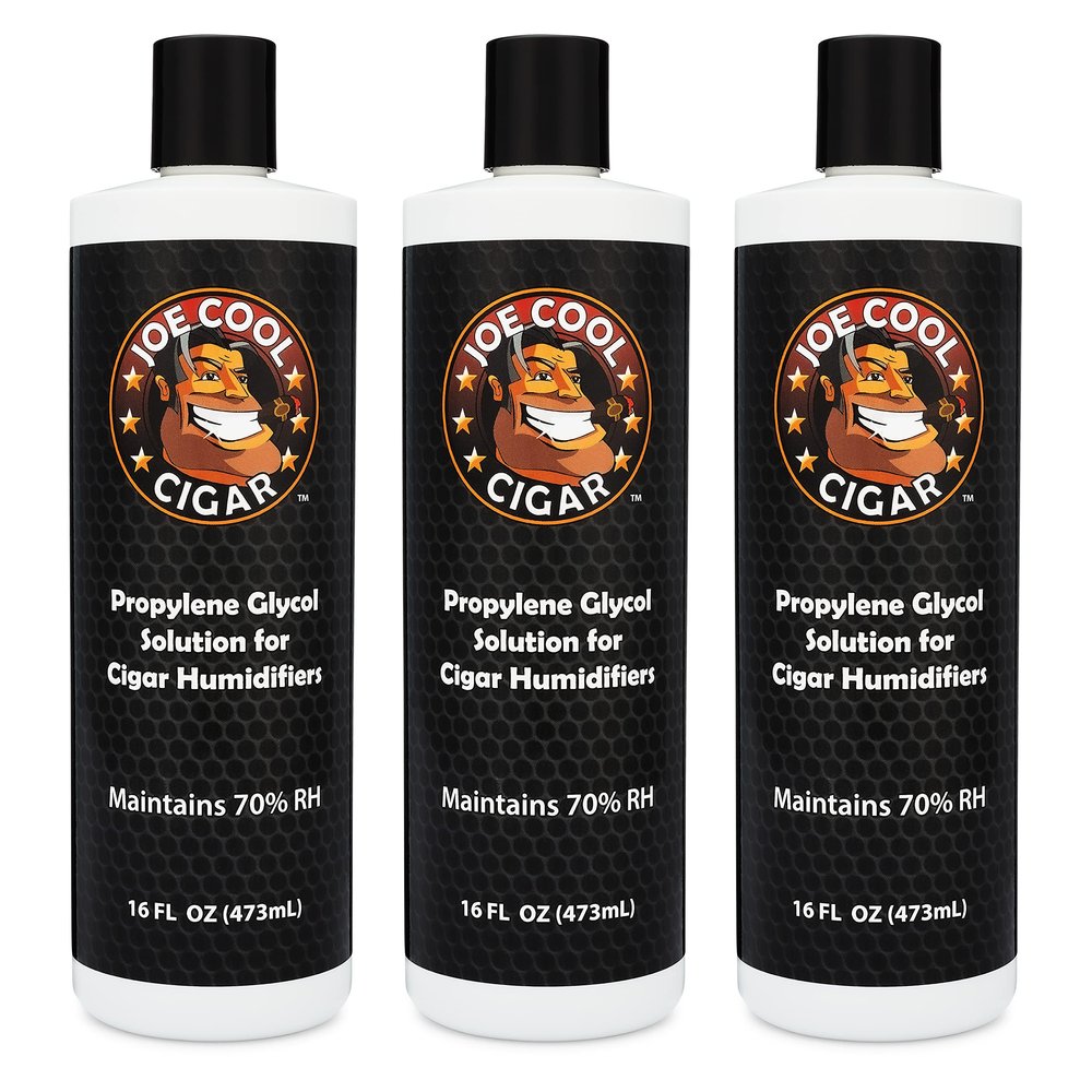 Joe Cool Cigar Propylene Glycol Humidor Solution for Cigar Humidifiers (16 oz Bottles) - 3 PACK