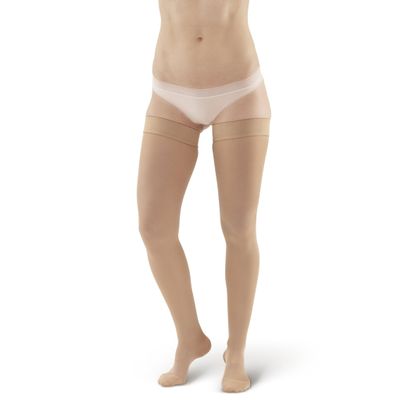 Ames Walker AW 257 Microfiber Opaque Thigh High w/Dot Silicone Band 15-20 mmHg Natural S