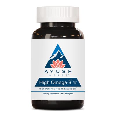 Ayush Herbs High Omega 3 - Omega 3 Fish Oil, 1000mg Per Capsule, EPA & DHA Fish Oil Supplement for Women & Men, Natural Lemon Flavor - 60 Softgel Capsules (1 Count)