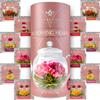 Teabloom Heart-Shaped Flowering Teas  12 Assorted Blooming Tea Flowers  Green Tea + Jasmine, Pomegranate, Strawberry, Rose, Litchi & Peach view 1