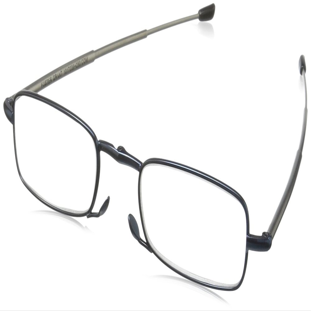 Foster Grant Gideon Rectangular Reading Glasses, Blue/Transparent, 64 mm, +2.50