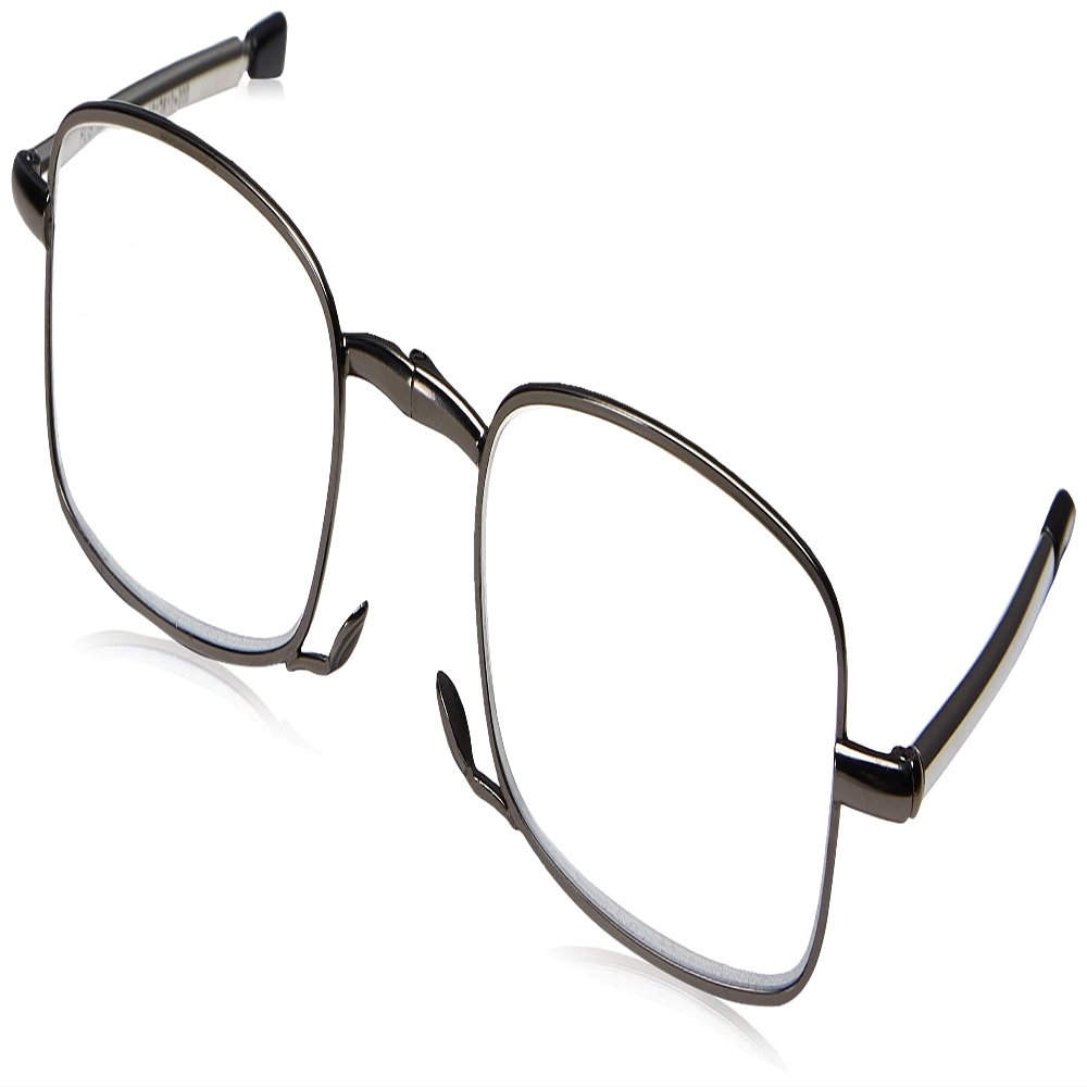 Foster Grant Gideon Fold Flat Reading Glasses, Black/Transparent, 64 mm, +2.00