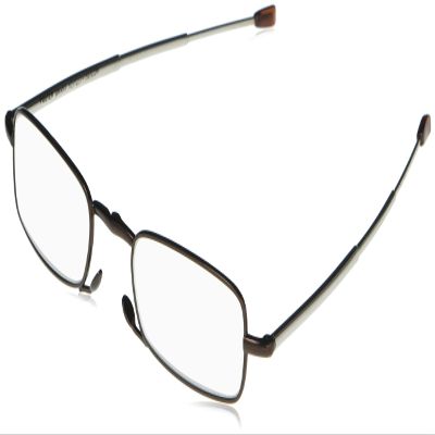 Foster Grant Gideon Rectangular Reading Glasses, Brown/Transparent, 64 mm, +1.50