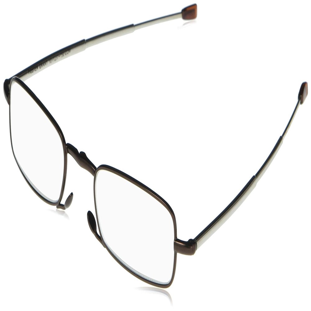 Foster Grant Gideon Rectangular Reading Glasses, Brown/Transparent, 64 mm, +2.50