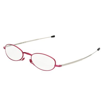 Foster Grant Women's Gideon Rectangular Reading Glasses, Magenta/Transparent, 64 mm, +2.50