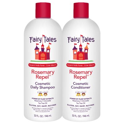 Fairy Tales Rosemary Repel Daily Kids Shampoo, 32 fl oz. and Conditioner, 32 fl oz. Duo  Kids Like the Smell, Lice Do Not (Pack of 2)