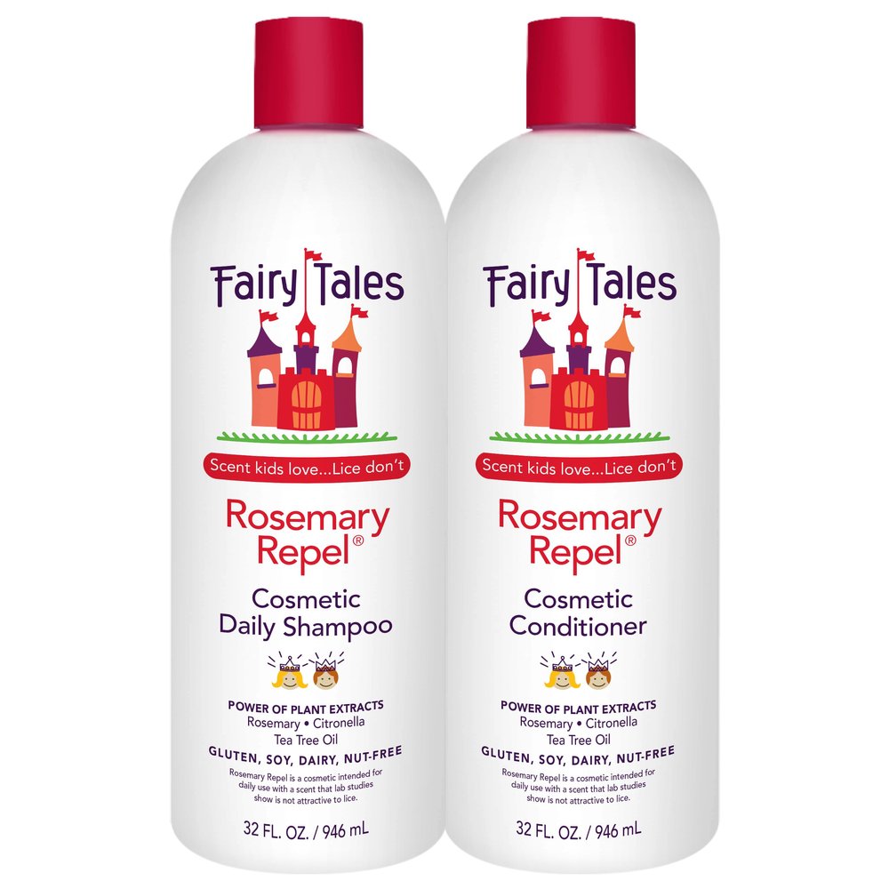Fairy Tales Rosemary Repel Daily Kids Shampoo, 32 fl oz. and Conditioner, 32 fl oz. Duo  Kids Like the Smell, Lice Do Not (Pack of 2)