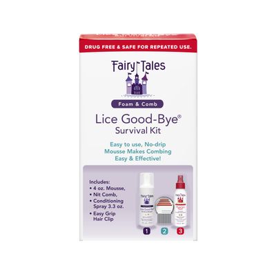 Fairy Tales Lice Good-Bye Lice Removal Treatment Kit, All-in-One Mousse, Lice Removal Comb, and Rosemary Repel Conditioning SprayKids Like the Smell, Lice Do Not