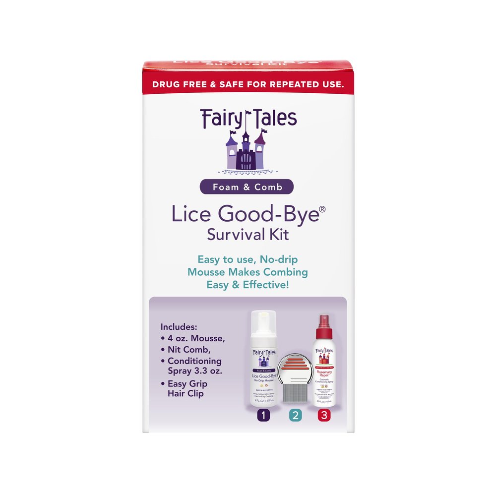 Fairy Tales Lice Good-Bye Lice Removal Treatment Kit, All-in-One Mousse, Lice Removal Comb, and Rosemary Repel Conditioning SprayKids Like the Smell, Lice Do Not
