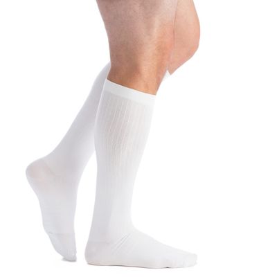 EvoNation Mens USA made Knee High 20-30 mmHg Graduated Compression Socks Moderate Pressure Compression Garment, White, X-Large